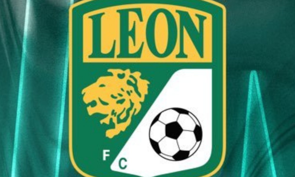 Club crest featuring yellow LEON text, a lion head, and a soccer ball on a green background (LEON FC).