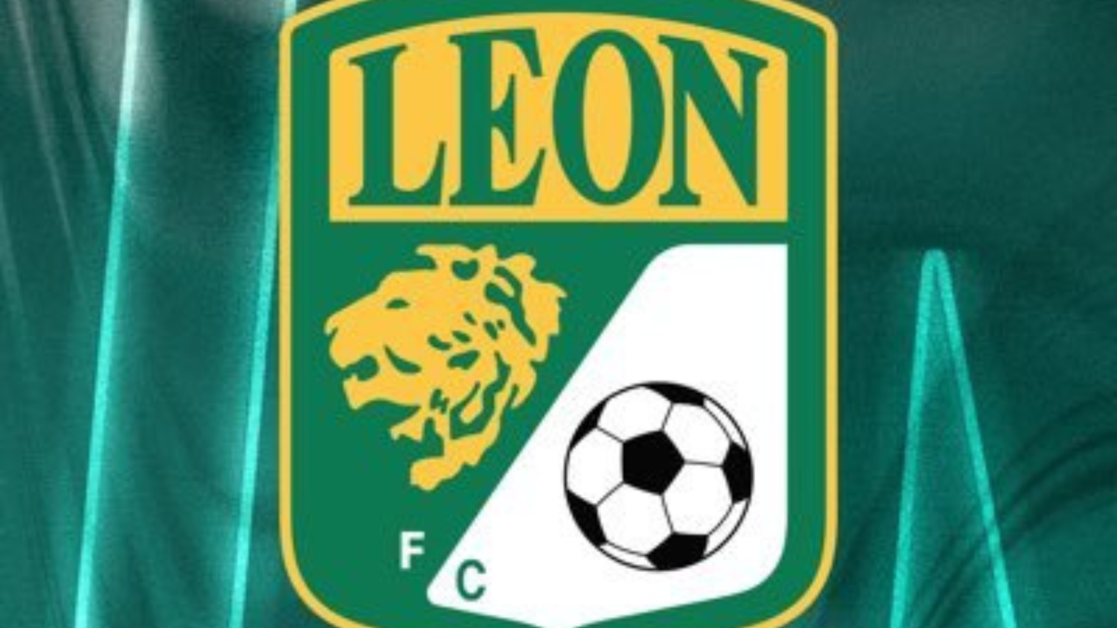Club crest featuring yellow LEON text, a lion head, and a soccer ball on a green background (LEON FC).