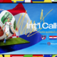 Poster for Croatia national team Int'l Call-Up with a giant soccer ball, a player in white kit on a small pitch, and a blue backdrop with flags and a gold autograph-like signature.