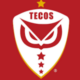 TECOS logo on a red background: white shield with a red stylized emblem and the word TECOS at the top, with small stars along the bottom edge.